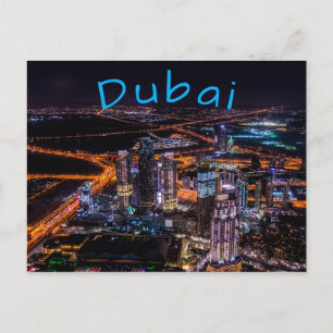 Dubai City Ljus Natttid Vykort