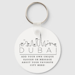 Dubai City Stylized Skyline Anpassningsbar Slogan Nyckelring