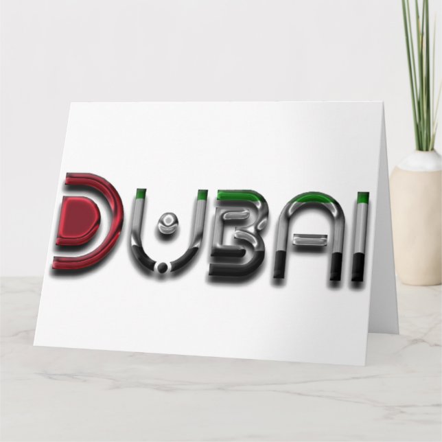 Dubai City UAE Flagga Färger Typografi Kort (Framsida)