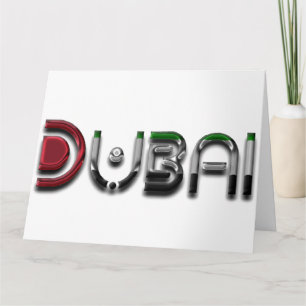 Dubai City UAE Flagga Färger Typografi Kort