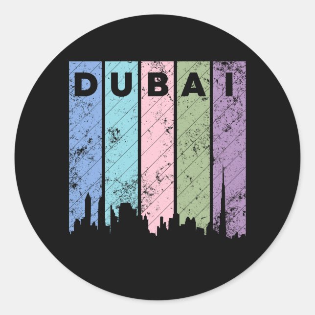 Dubai Classic Round Sticker Runt Klistermärke (Framsida)