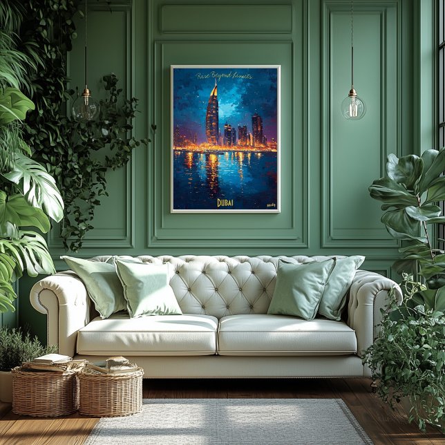 Dubai Dreams - Illuminated Skyline Reflection Poster (Skapare uppladdad)