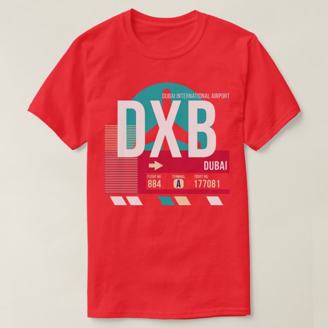 Dubai DXB Airport Code Baggage Märkre E T Shirt (Design framsida)