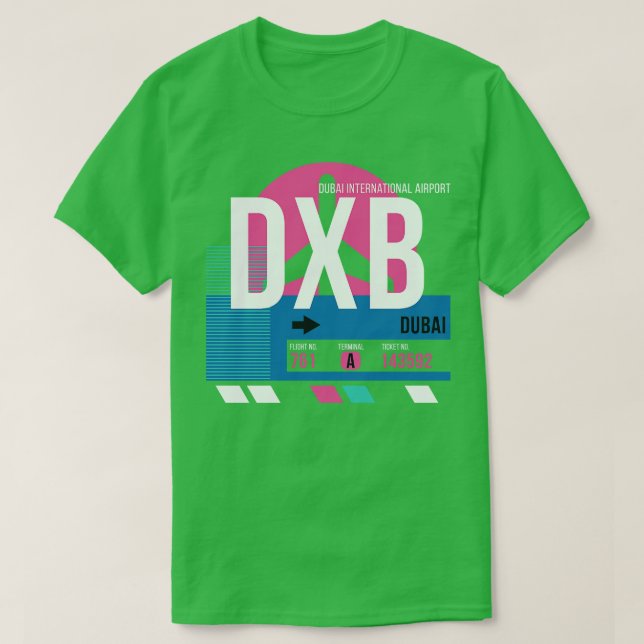 Dubai DXB Airport Code Baggage Märkre T Shirt (Design framsida)