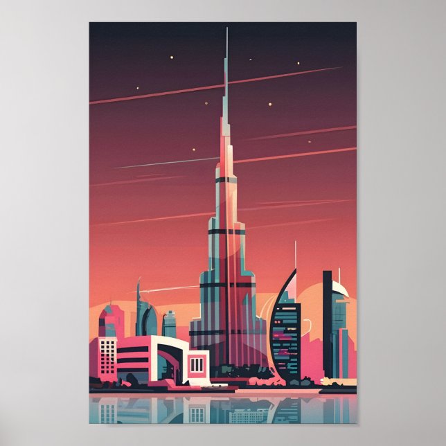Dubai Elegance 4K City Ligcape Print Poster (Framsidan)