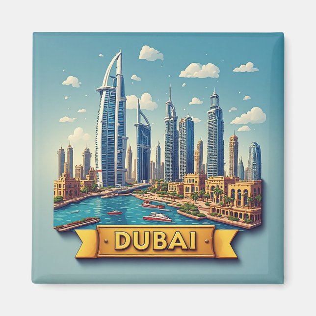 🧲 Dubai Favorit Semesterdestination Minne 🌅 Magnet (Framsidan)