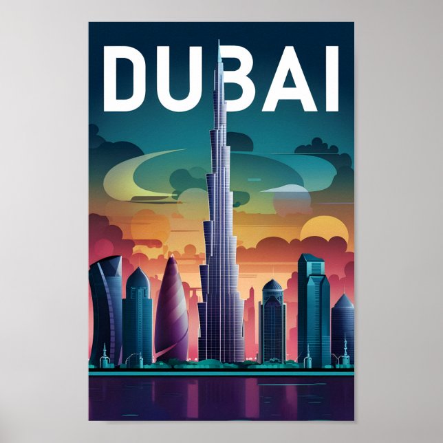 Dubai Förenade Arabemiraten Berömd Resmål Poster (Framsidan)