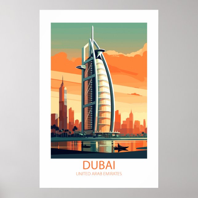 Dubai Förenade Arabemiraten Berömd Travel Ställe Poster (Framsidan)
