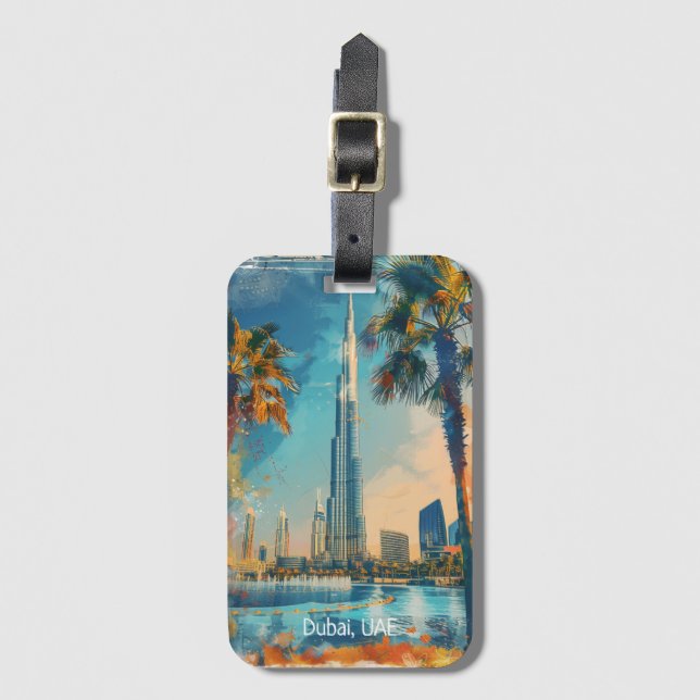 Dubai Förenade Arabemiraten Burj Khalifa Artwork Bagagebricka (Framsida vertikal)