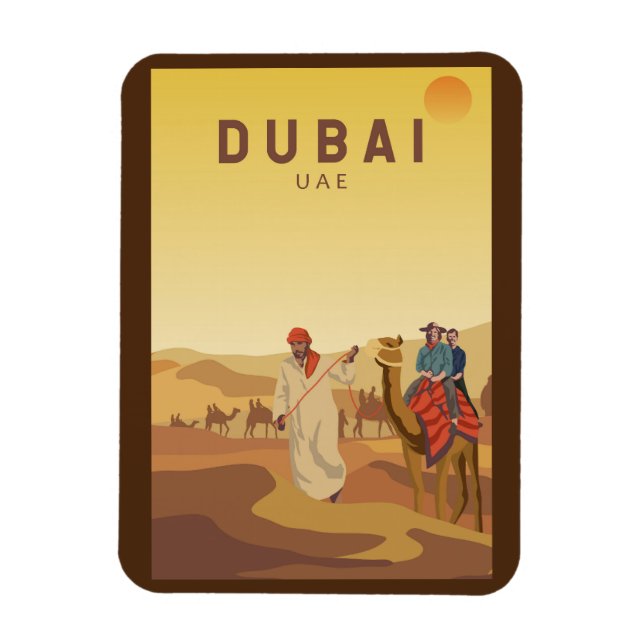 Dubai Förenade Arabemiraten Desert Safari Retro Magnet (Vertikal)