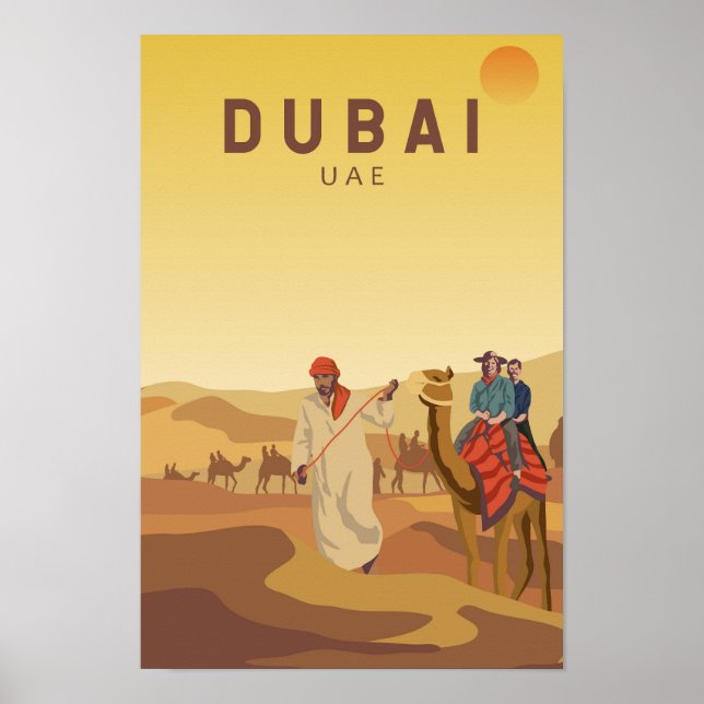 Dubai Förenade Arabemiraten Desert Safari Retro Poster (Framsidan)