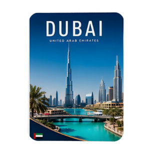 Dubai Förenade Arabemiraten Futuristisk Siluett Ök Magnet
