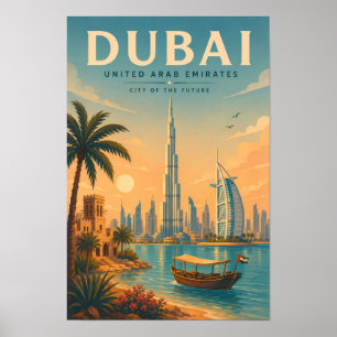 Dubai Förenade Arabemiraten Illustration Resa Kons Poster