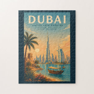 Dubai Förenade Arabemiraten Illustration Resa Kons Pussel