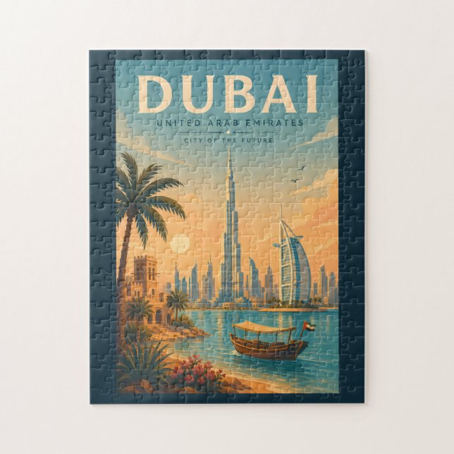 Dubai Förenade Arabemiraten Illustration Resa Kons Pussel (Vertikal)