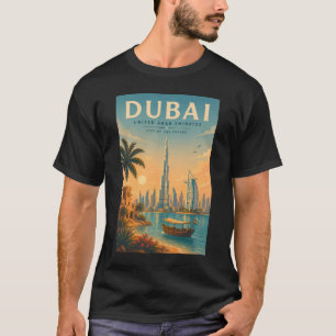 Dubai Förenade Arabemiraten Illustration Resa Kons T Shirt