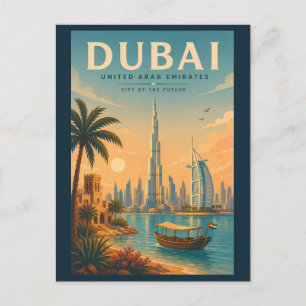 Dubai Förenade Arabemiraten Illustration Resa Kons Vykort