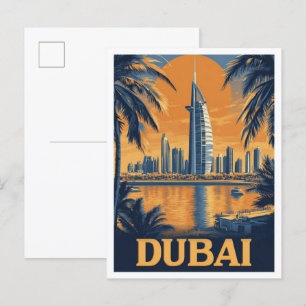Dubai Förenade Arabemiraten Illustration Travel Vykort