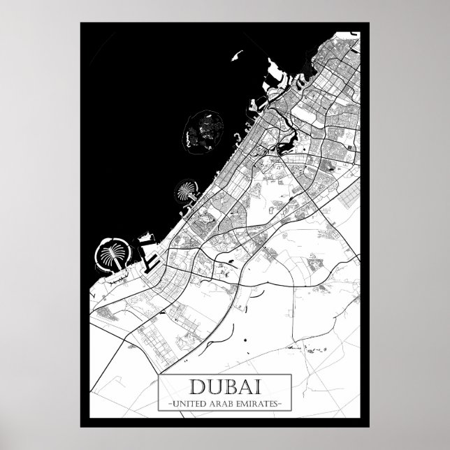 Dubai Förenade Arabemiraten Karta Poster (Framsidan)