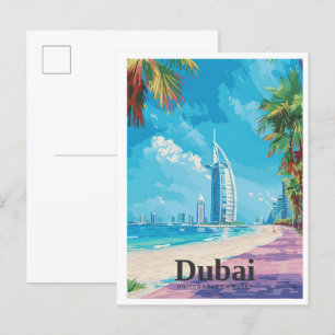 Dubai Förenade Arabemiraten Konst Vintage Resa Vykort