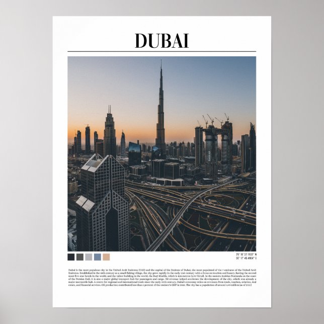 Dubai - Förenade Arabemiraten Minimalist Poster (Framsidan)