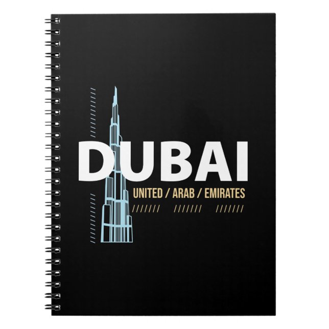Dubai Förenade Arabemiraten Modern Siluett Design Anteckningsbok (Framsidan)