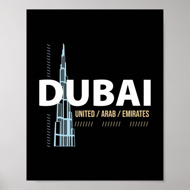 Dubai Förenade Arabemiraten Modern Siluett Design Poster (Framsidan)