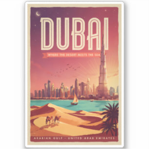 Dubai Förenade Arabemiraten Natt Siluett Illustrat Klistermärken