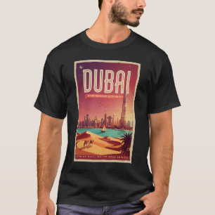 Dubai Förenade Arabemiraten Natt Siluett Illustrat T Shirt