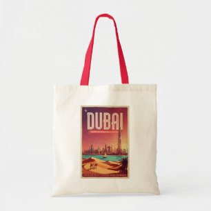 Dubai Förenade Arabemiraten Natt Siluett Illustrat Tygkasse