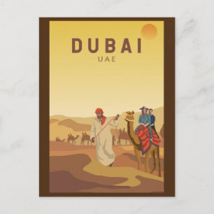 Dubai Förenade Arabemiraten Öken Safari Retro Vykort