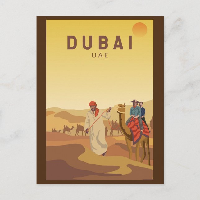 Dubai Förenade Arabemiraten Öken Safari Retro Vykort (Framsida)