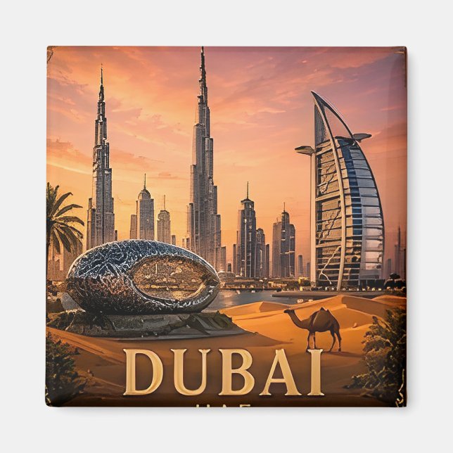 🧲 Dubai Förenade Arabemiraten Resminne 🌍 Magnet (Framsidan)
