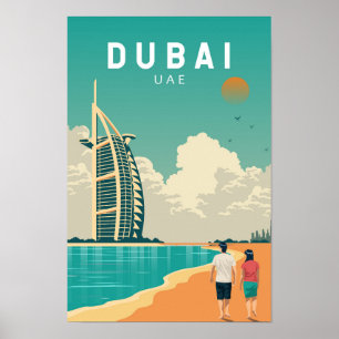 Dubai Förenade Arabemiraten Retro Resa Konst Poster