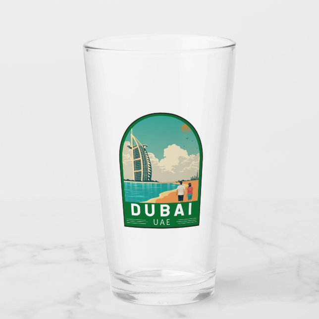 Dubai Förenade Arabemiraten Retro Travel Art Glaskopp (Framsida)