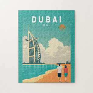 Dubai Förenade Arabemiraten Retro Travel Art Pussel