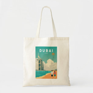Dubai Förenade Arabemiraten Retro Travel Art Tygkasse