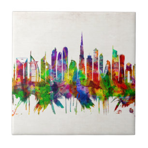 Dubai Förenade Arabemiraten Skyline Kakelplatta