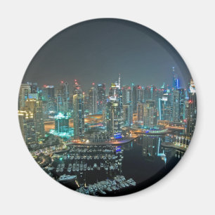 Dubai, Förenade Arabemiraten, skyline nattetid Magnet