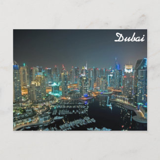 Dubai, Förenade Arabemiraten, skyline nattetid Vykort