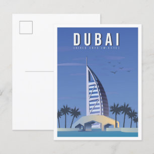 Dubai Förenade Arabemiraten UAE Art Vintage resor Vykort