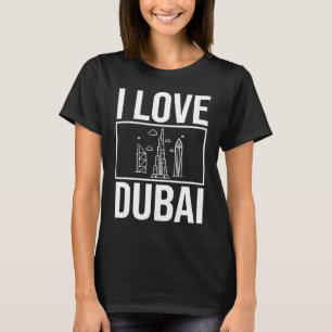 Dubai Förenade Arabemiraten Uae City Skyline Karta T Shirt