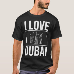 Dubai Förenade Arabemiraten Uae City Skyline Karta T Shirt