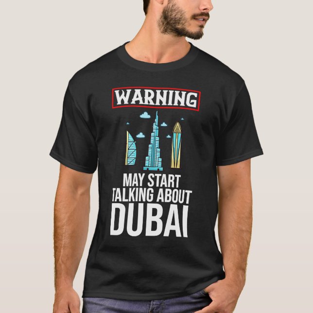 Dubai Förenade Arabemiraten Uae City Skyline Karta T Shirt (Framsida)