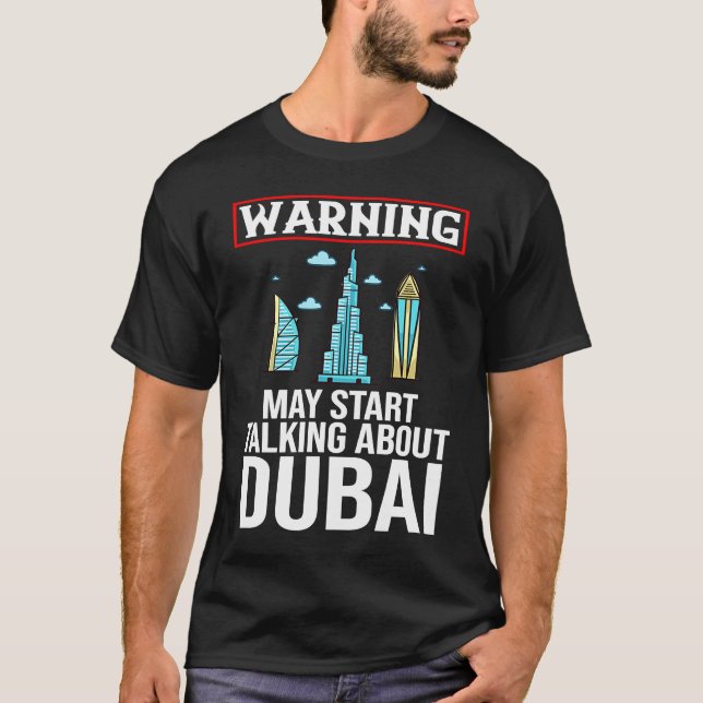 Dubai Förenade Arabemiraten Uae City Skyline Karta T Shirt (Framsida)