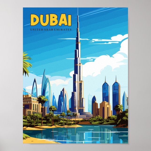 Dubai Förenade Arabemiraten vintage resor Poster (Framsidan)