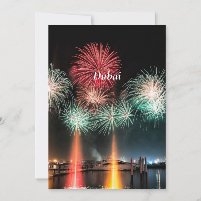 Dubai-fyrverkerier, märkta, kort (Framsida)