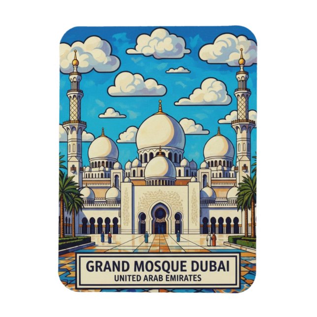 Dubai Grand Mosque UAE Resa Magnet (Vertikal)