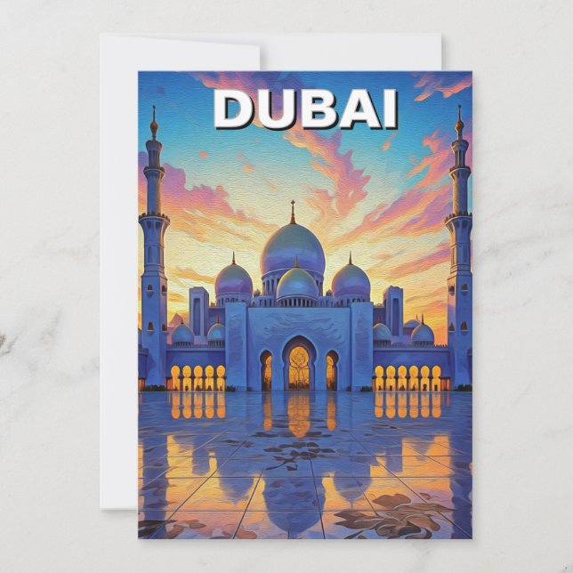 Dubai Grand Mosque UAE Sunset Julkort (Framsida)