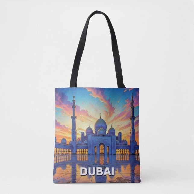 Dubai Grand Mosque UAE Sunset Tygkasse (Framsida)